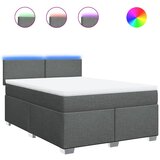 vidaXL Box spring postelja z vzmetnico temno siva 160x200 cm blago, (21307521) Cene
