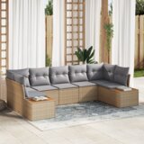 vidaXL 7-dijelni vrtni kauč set s jastucima Bež Poli ratan | shoptok.hr