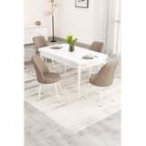 Hanah home trpezarijski set Nix, sto na razvlačenje i 4 stolice, bela ploča, kapućino tkanina Babyface | Eponuda.com