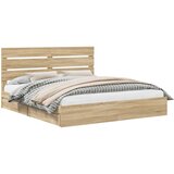 vidaXL Postelja s shranjevanjem z vzglavjem Sonoma hrast 180 x 200 cm, (5000106881) | Shoptok.si