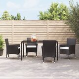 Maison Chic Vrtni stoli - Stol za vrt z blazinami 4 kosi poli ratan črni JS2239, (21876650) | Shoptok.si