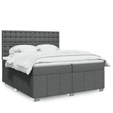 vidaXL Box spring postelja z vzmetnico temno siva 200x200 cm blago | Shoptok.si