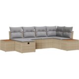 vidaXL 6-delni vrtni kavč set z blazinami bež poli ratan | Shoptok.si