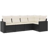 Maison Chic Seti vrtnega pohištva - Vrtna garnitura - Vrtni pohištvo set z blazinami 5-delna črna poli ratan, (21797852) | Shoptok.si