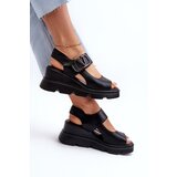 VINCEZA Women's Black Wedge and Platform Sandals in Eco Leather Triaola | ePonuda.com
