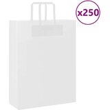vidaXL Papirnate vrečke 250 kosov z ročaji bela 32x12x42 cm | Shoptok.si