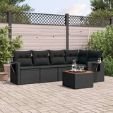 vidaXL 6-dijelni set vrtnih sofa s jastucima crni od poliratana | shoptok.hr
