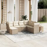 Maison Chic Seti vrtnega pohištva - Vrtna garnitura - Vrtni pohištvo set 7-delna z blazinami bež poli ratan, (21808065) | Shoptok.si