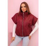 Kesi Włoski Women's quilted vest with short sleeves and a stand-up collar red | shoptok.hr