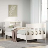  Knjižna postelja brez vzmetnice bela 75x190 cm trdna borovina | Shoptok.si