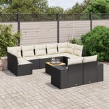 vidaXL 10-dijelni set vrtnih sofa s jastucima crni od poliratana | shoptok.hr