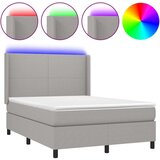 Box spring postelja z vzmetnico LED sv. siva 140x200 cm blago, (20930355) | Shoptok.si