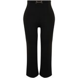Trendyol Curve Black Accessory Detail Wide Cut Knitted Trousers cene