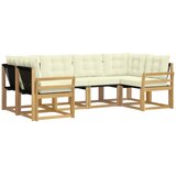vidaXL Zunanja garnitura za sedenje z blazino 6 pcs Bela in krem, (5000271110) | Shoptok.si