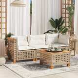 Maison Chic Vrtni kavč - Zunanji kavč z blazinami 3-sedežni bež poli ratan, (22043675) | Shoptok.si