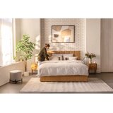 Bonami Selection Tapecirani bračni krevet s prostorom za pohranu s madracem/letvičastim okvirom 160x200 cm u boji senfa Thessa Bold Line - | shoptok.hr