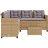  Vrtna sofa L-oblika sa stolom i jastucima bež od poliratana | shoptok.hr