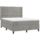  box spring s madracem LED svjetlosivi 140x190 cm baršun | shoptok.hr