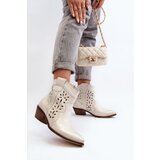 Zazoo Leather Low Heel Cut Out Boots 2870 Silver Cene