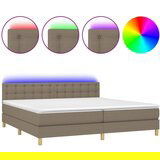 vidaXL Box spring postelja z vzmetnico LED taupe 200x200 cm blago, (20999249) Cene