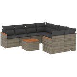 Maison Chic Seti vrtnega pohištva - Vrtna garnitura - Vrtni pohištvo set 9-delna z blazinami siv poli ratan, (21805292) | Shoptok.si