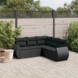 Maison Chic Seti vrtnega pohištva - Vrtna garnitura - Vrtni pohištvo set 5-delna z blazinami črn poli ratan, (21816614) | Shoptok.si