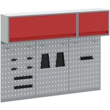  5-delni omarica za orodje in set pegboard, stenska montaža, rdeča kovina, (22048524) | Shoptok.si
