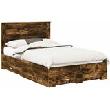  Krevetna konstrukcija s ladicama Dimljeni hrast 135 x 190 cm | shoptok.hr