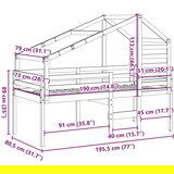 vidaXL Visoki krevet s krovom 75 x 190 cm od masivne borovine | shoptok.hr