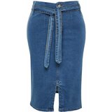 Trendyol Curve Plus Size Skirt - Blue - Mini Cene