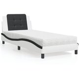  The Living Store Postelja z vzmetnico bela in črna 90x190 cm umetno usnje - Postelja, (21445833) | Shoptok.si