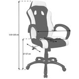XORA GAMING STOL kovina, umetna masa, tekstil črna, bela | Shoptok.si
