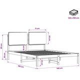 Krevetni okvir s tapiciranim uzglavljem Tamno smeđa i crna - tamno smeđa i crna 140 x 190 cm | shoptok.hr