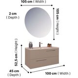 Hanah home Set kupaonskih ormarića s umivaonikom i ogledalom, 2 dijela, bež Slike