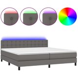 Krevet box spring s madracem LED sivi 200x200cm od umjetne kože | Eponuda.ba