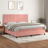 The Living Store Box spring postelja z vzmetnico roza 200x200 cm žamet - Box Spring Postelja, (21491693) Cene