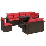  Vrtni set od 9 dijelova s jastucima, smeđi poliratan, akacija | shoptok.hr