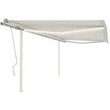 vidaXL Tenda na ručno uvlačenje s LED svjetlima 4 x 3 5 m krem | shoptok.hr