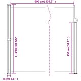  Bočna tenda na uvlačenje crna 220 x 600 cm | shoptok.hr