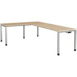 mauser Pisalna miza, kotna, spodnji del iz kvadratne/okrogle cevi, VxŠxG 680 - 760 x 2000 x 800 mm, kotni element na levi strani (širina 1000 mm), plo | Shoptok.si