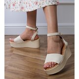D/CEO Beige platform sandals made of eco-suede Ganra | ePonuda.com