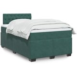 vidaXL Box spring postelja z vzmetnico temno zelen 120x190 cm žamet | Shoptok.si