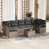 vidaXL 8-delni vrtni kavč set s blazinami sivo poli ratan | Shoptok.si