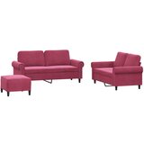 vidaXL 3-dijelni set sofa s jastucima crvena boja vina baršunasti Cijene