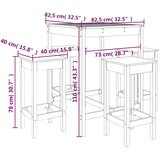  5-dijelni vrtni barski set crni od masivne borovine | shoptok.hr