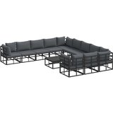 vidaXL Vrtna sedežna garnitura z blazino 12 pcs Črna Aluminij - - črna - 117.8 - 70 x 70 x 32 cm - | Shoptok.si