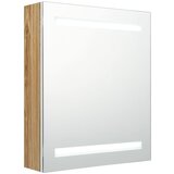 Maison Chic LED Kopalniška omarica - Kopalniški kabinet z ogledalom bela in hrast 50x14x60 cm, (21794440) Cene