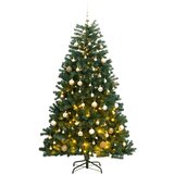 vidaXL Umjetno božićno drvce 300 LED sa šarkama i kuglicama 210 cm | shoptok.hr