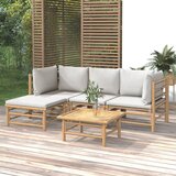 The Living Store Vrtna sedežna garnitura 5-delna svetlo sive blazine bambus - Vrtna Sedežna Garnitura, (21423586) | Shoptok.si