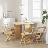 5-dijelni blagovaonski set Corona sklopivi smeđi od borovine | Eponuda.com
